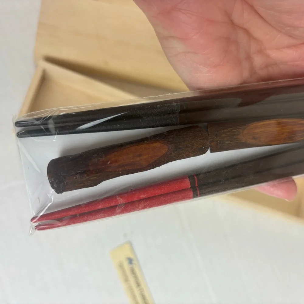 Asian chopsticks set in original wooden box